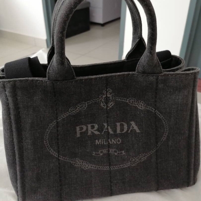 Prada Denim Tote Bag with Long Strap (Crossbody)