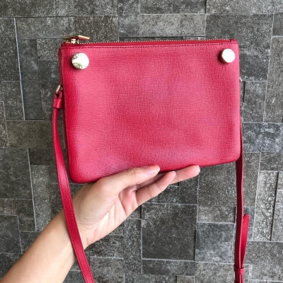 Furla Full Leather Double Pouch Crossbody