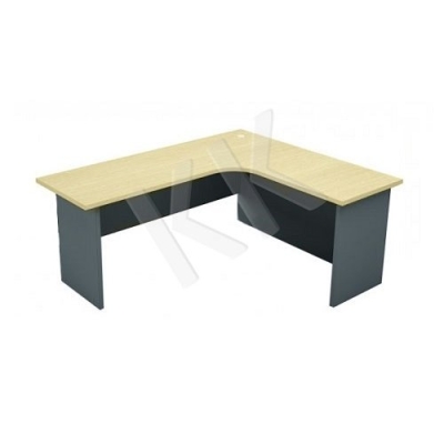 Maple & Dark Grey L-Shaped Office Table 1800W