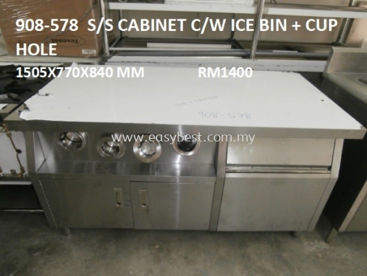 USED : 908-578 (S/S CABINET C/W ICE BIN & CUP HOLE)