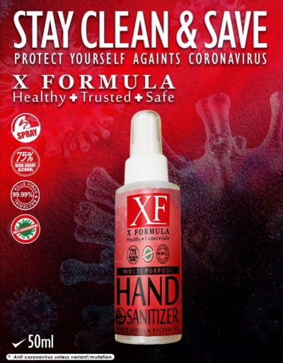 HAND SANITIZER X FORMULA SPRAY ALCOHOL 75 % 50ML (. ) 