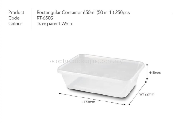 650ml Rectangle Container with Lid