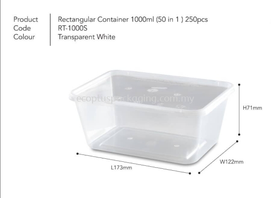 1000ml Rectangle Container with Lid