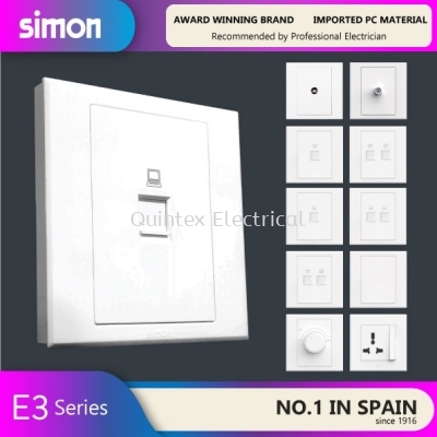 SIMON E3 OUTLET / DIMMER / BLANK PLATE (White)