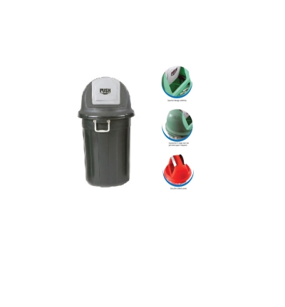 (V8800-2) 80 Liter Dome Top Double Push in Trashbin (Black) 