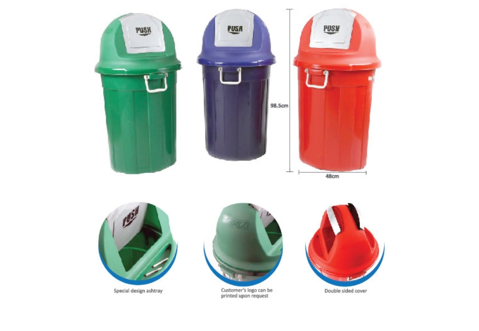 (8800-2) 80 Liter Dome Top Double Push in Trashbin  Dustpan, Basket & Bins Series