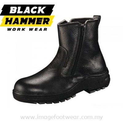 BLACK HAMMER Mid Cut Zip On Men Safety Shoes BH2333 -BLACK Colour