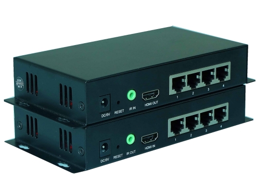 HDMI Over Ethernet LAN 4-Port Point to Multipoint Transmission System Set