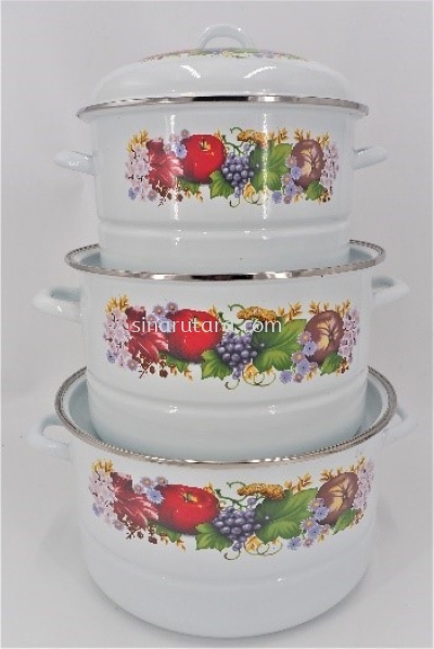 703HD 6pcs Enamel Steamer Set With Steam Plate (26-30-34cm)