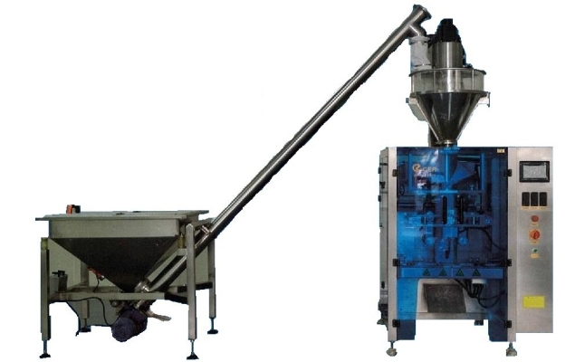 Automatic powder packaging machine with screw auger conveyor