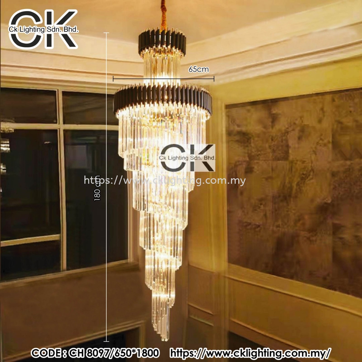 Ck Lighting Chandelier Aluminium Glass 180 Cm Ch 8097 650 1800 Staircase High Area Chandelier Penang Malaysia Butterworth Supplier Suppliers Supply Supplies Ck Lighting Sdn Bhd