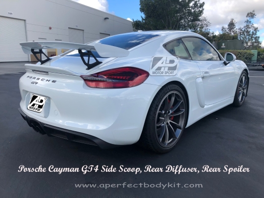 Porsche Cayman 981 2013-2016 GT4 Side Scoop, Rear Diffuser, Rear Spoiler 