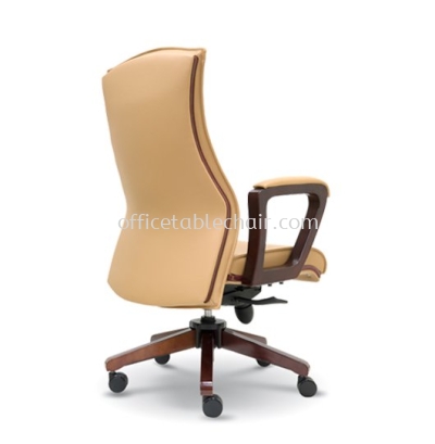 EMILY DIRECTOR MEDIUM LEATHER BACK CHAIR WITH WOODEN TRIMMING LINE 