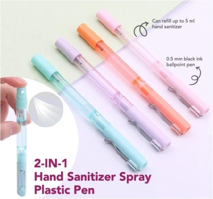 HS1000 - 2 in 1 Hand Sanitizer Spray Plastic Pen