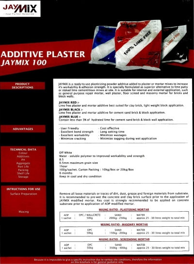 Jaymix 100 (Additive Plaster)