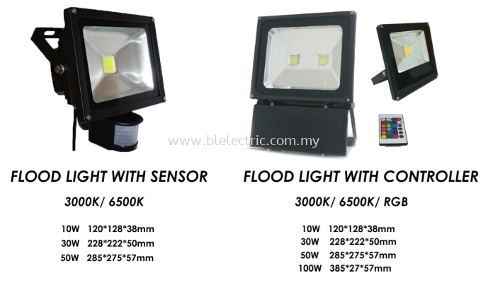 Cahaya Floodlight W.Sensor-3000k, 6500k