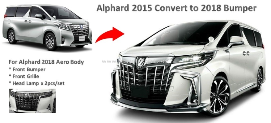 TOYOTA ALPHARD 30 2015 CONVERSION TO 2018 AERO BODY FRONT BUMPER 