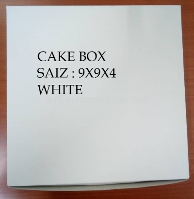 PAPER CAKE BOX - WHITE (9X9X4)