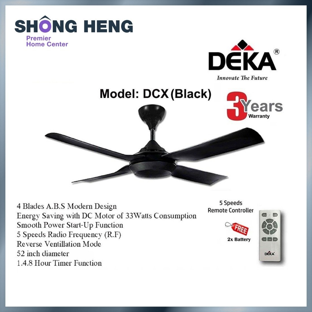 DEKA DCX Decorative Ceiling Fan 52 (Black color)