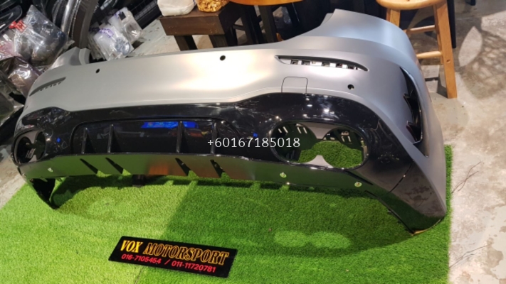 mercedes benz v177 a class sedan a45 rear bumper replace upgrade performance look with diffuser a45 gloss black pp material new set