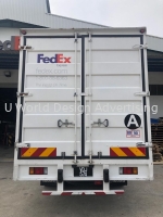 FedEx Ship Center Cutting sticker on Lorry box truck at Bukit Jelutong, Shah Alam, Selangor