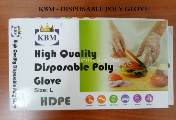 KBM DISPOSABLE POLY GLOVE  SAIZ L