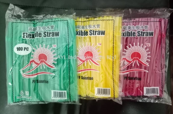 STAR FLEXIBLE STRAW (COLOUR) (8'OZ)(100PKTX100PCS)