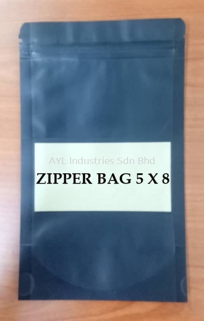 KRAFT ZIPPER PAPER BAG (BLACK) (5X8)