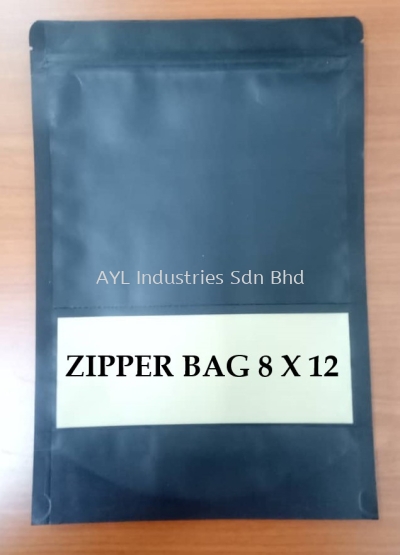 KRAFT ZIPPER PAPER BAG (BLACK) (8X12)