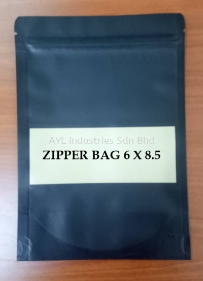 KRAFT ZIPPER PAPER BAG (BLACK) (6X8.5)