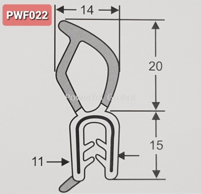 Pinchweld Door Seal PWF022 EPDM Rubber