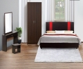 Bedroom Set 03 (Jules RED Divan Bed Frame with Wooden Wardrobe  Bedframe Bedroom