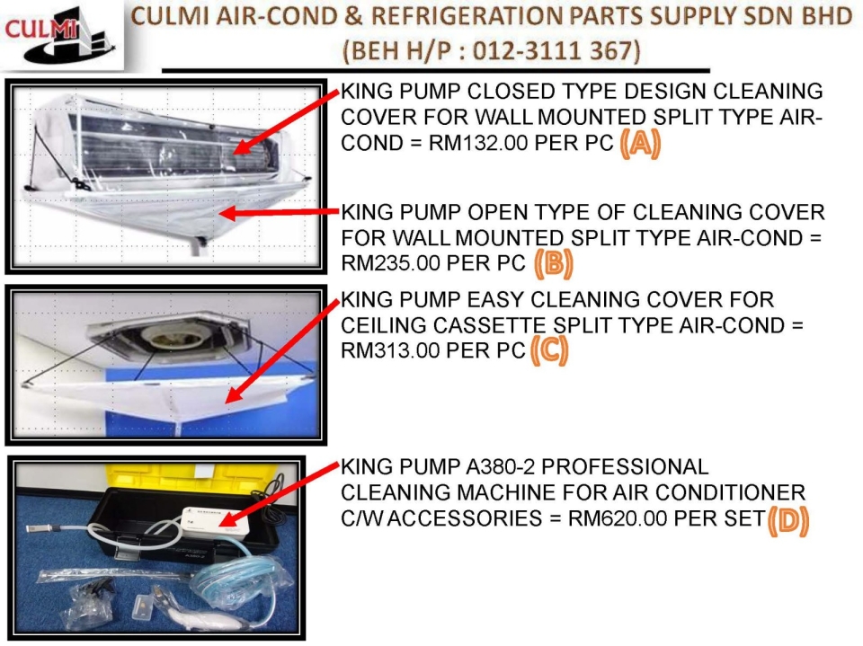 KING PUMP CLEANING COVER AND WATER PUMP PROMOTION