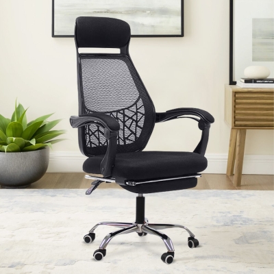 FAGELBO Designer Creative High Mesh Back Office Chair With Stealth Retractable Leg Rest