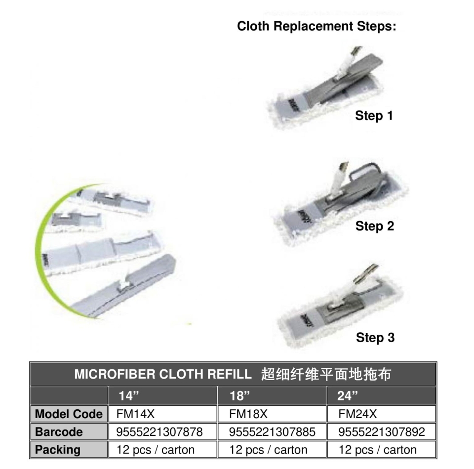 (FM24X) 24" Microfiber Cloth Refill Mop Series