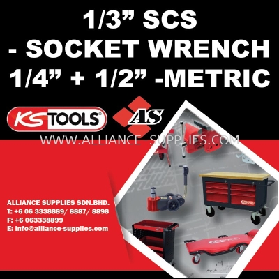 KS TOOLS 1/3 SCS - Socket Wrench 1/4" + 1/2" - Metric