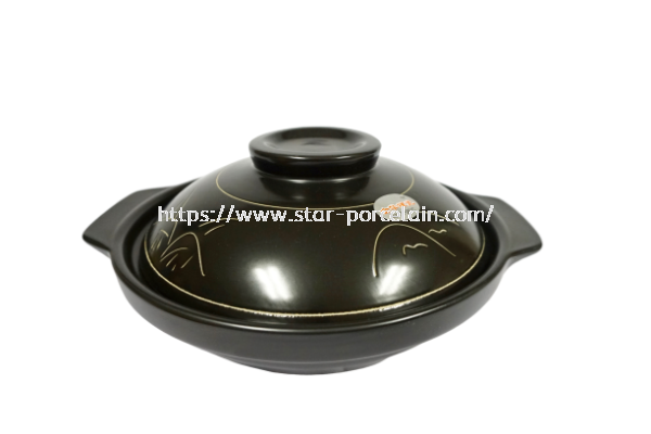 7'' Black Clay Pot