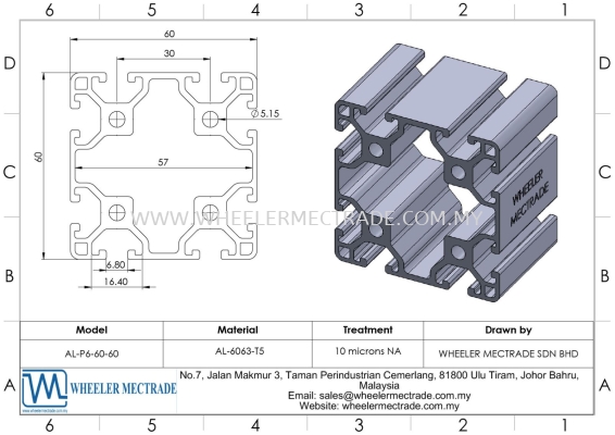 Aluminium Profile 60 x 60 