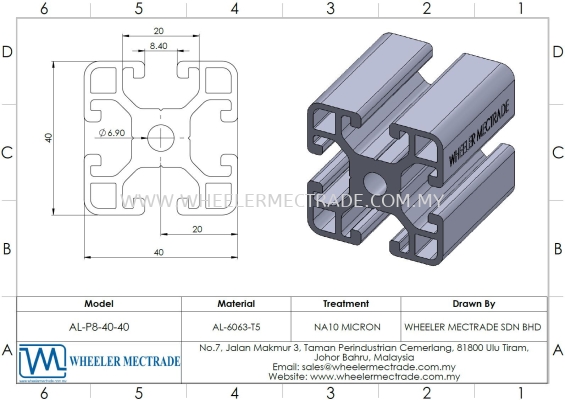 Aluminium Profile 40 x 40 