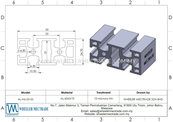 Aluminium Profile 25 x 55 (Belt Conveyor)