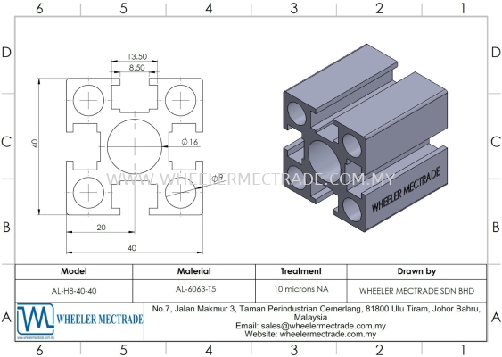 Aluminium Profile 40 x 40 (Heavy Duty) 