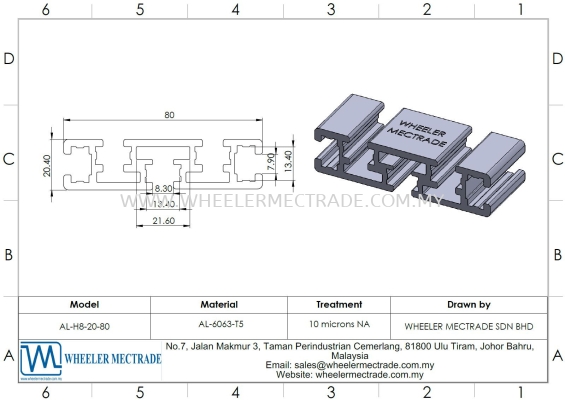 Aluminium Profile 20 x 80 (Roller Conveyor)