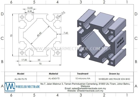 Aluminium Profile 70 x 70 