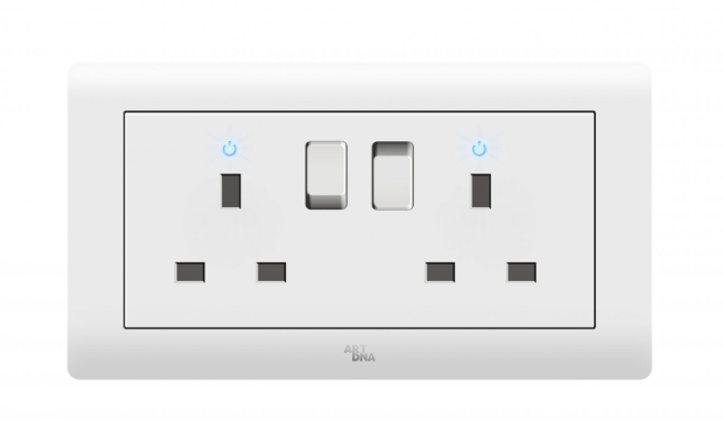 2 GANG 13A SWITCHED SOCKET C/W NEON INDICATOR