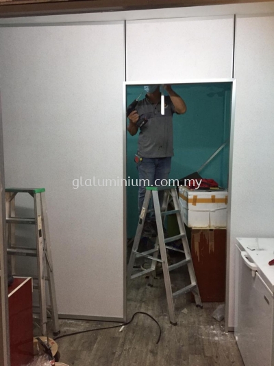 partition gypsum board + sliding door