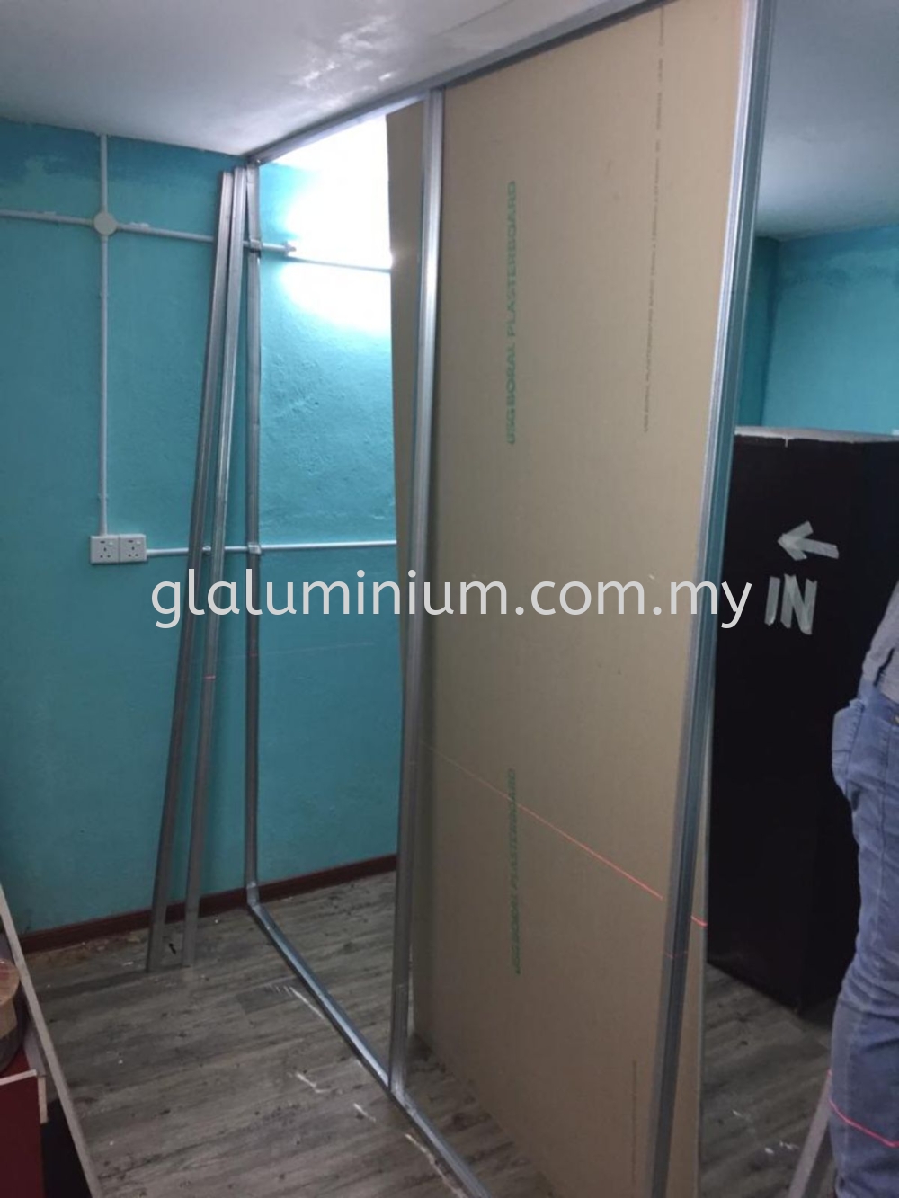 Partition Gypsum Board Sliding Door Partition Gypsum Board Vinyl Partition Gypsum Board Vinyl Sliding Door Selangor Malaysia Kuala Lumpur Kl Cheras Supplier Installation Supply Supplies Gl Glass Aluminium Trading