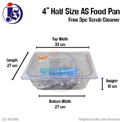 4" Halfsize AS Food Pan w/ cover