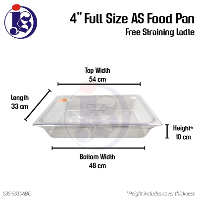 4" Fullsize Stainless Steel Food Pan w/ AS cover