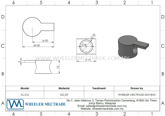 I Connector for Aluminium Profile P6 Series, AL-IC6