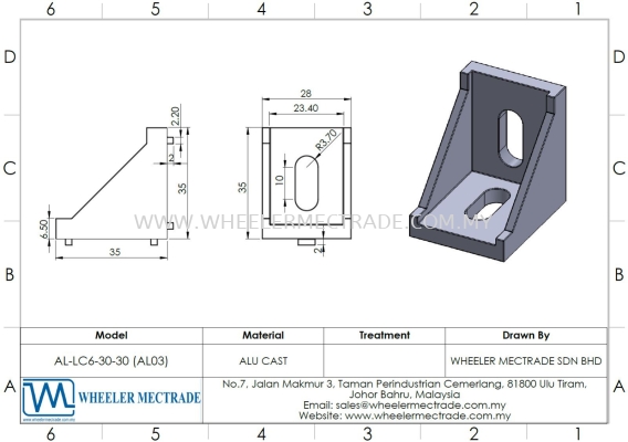 L Bracket for Alu Profile 30 x 30, AL-LC6-30-30